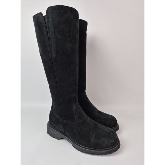La Canadienne Women's Black Helene Shearling-Lined Suede Boots Size 6 - Picture 1 of 7